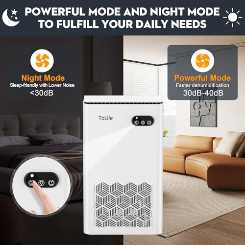 Image of ToLife Dehumidifier for Home Bedroom 1000 sq.ft with Auto Shut-Off, White