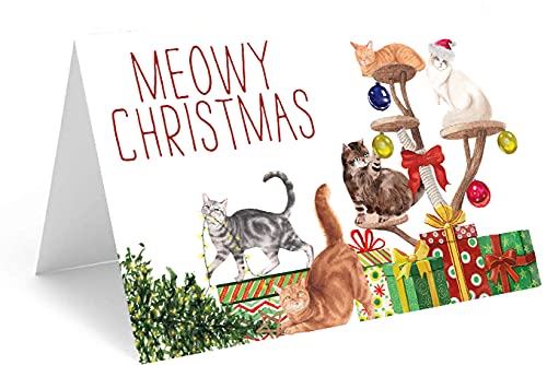 Red Door Inspirations Pet Merry Christmas Cards, includes 25 cards and envelopes (Meowy Chistmas)