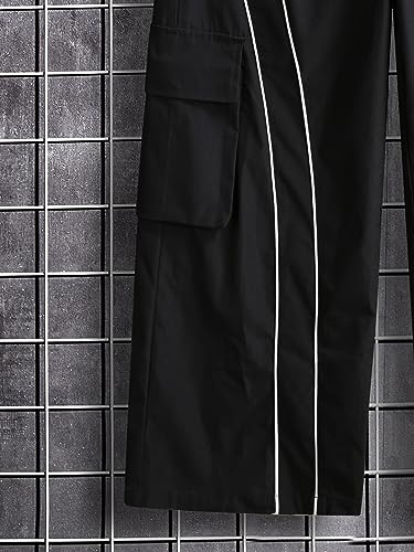 Gorglitter Men'S Baggy Cargo Pants Wide Leg Sweatpants Loose Streetwear Pants Trousers Parachute Pants Black Xx-Large thumb #3