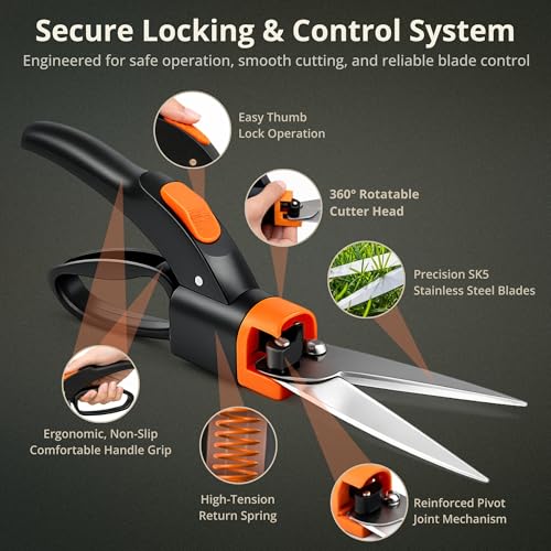 Image of Kraft Seeds Grass Shear 360 Degree Garden Grass Cutter Tools and Plant Cutting Scissors for Precise Lawn Edging and Garden Cutter for Precise Trimming and Border Shaping
