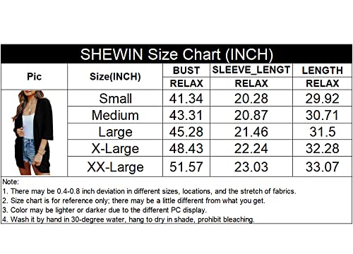 image for SHEWIN Womens Casual 3/4 Short Sleeve Open Front Lightweight Summer Ki
