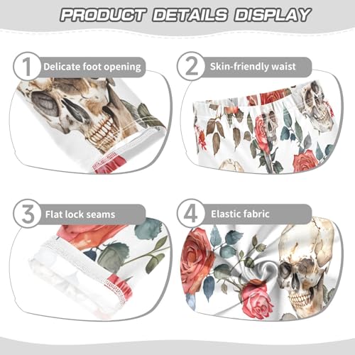 Bolaz Toddler Girls Leggings Printed Yoga Pants Leggings Skulls Red Roses for Kids3
