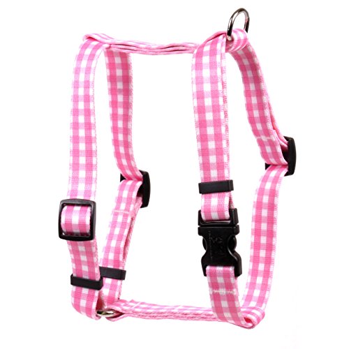 Image of Yellow Dog Design Gingham Pink Roman Style H Dog Harness, Small /Medium