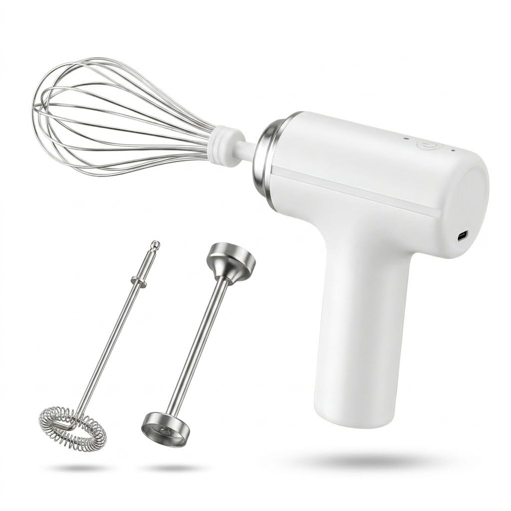 Drumstone 5 𝒀𝒆𝒂𝒓𝒔 𝑾𝒂𝒓𝒓𝒂𝒏𝒕𝒚 3-in-1 Wireless Electric Hand Mixer, USB Rechargeable Hand Blender with 3 Speed Settings, Portable Whisk for Baking & Cooking-picture-14