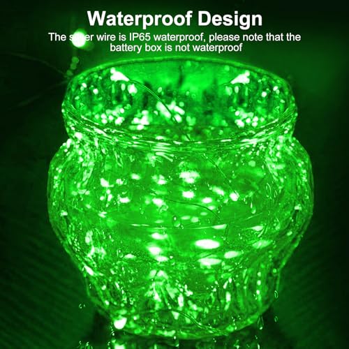 btfarm 12 Pack 3 Modes LED Fairy Lights Battery Operated, 2M 20LED Mini String Lights Battery Powered IP65 Waterproof Silver Wire Small Fairy Light for Indoor Outdoor Christmas, Party, Bedroom, Green - Cosy Home Interiors btfarm 12 Pack 3 Modes LED Fairy Lights Battery Operated, 2M 20LED Mini String Lights Battery Powered IP65 Waterproof Silver Wire Small Fairy Light for Indoor Outdoor Christmas, Party, Bedroom, Green - Image 5