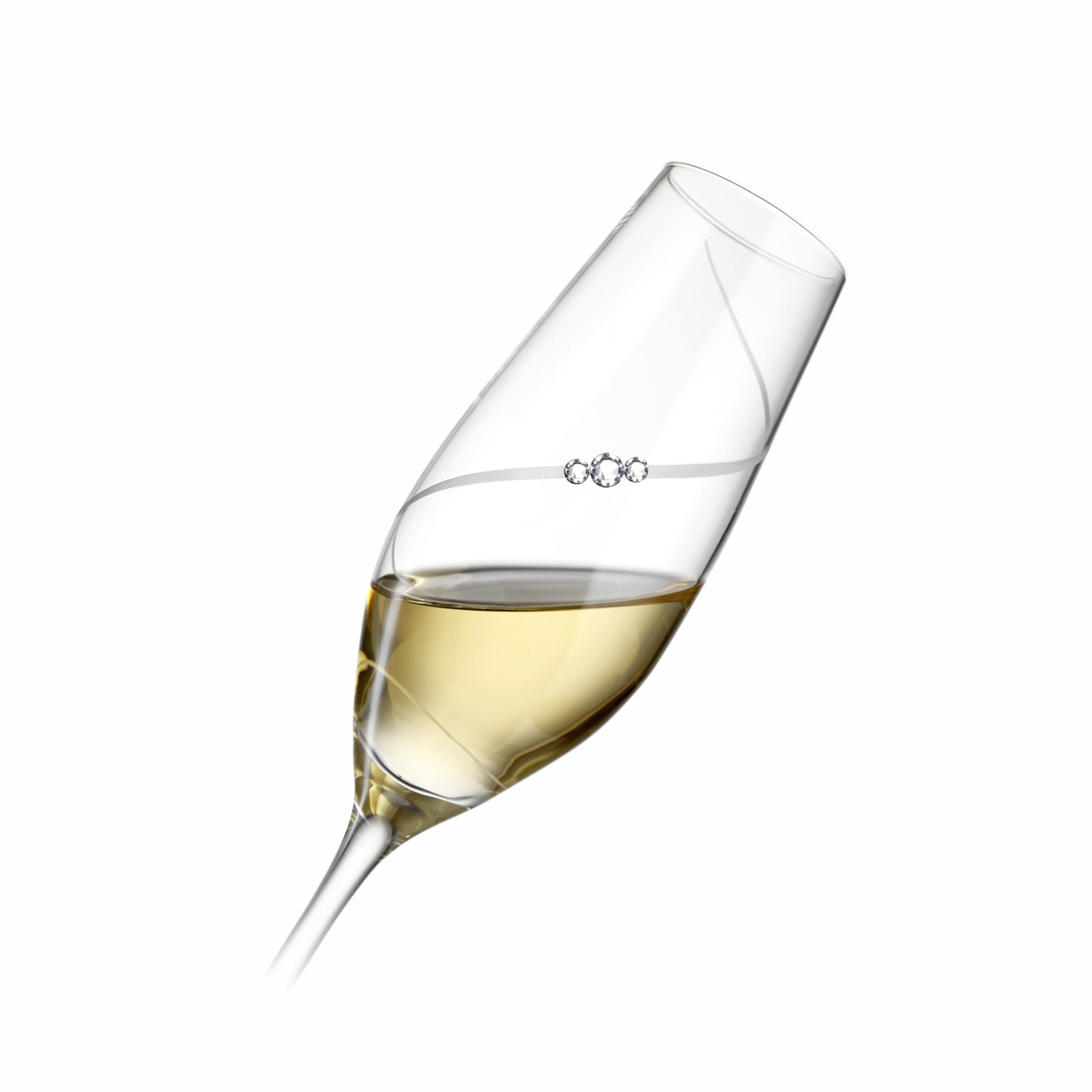 Siluette Copas de champán - Juego de copas de champán con cristales premium y diseño en espiral, hechas a mano, diseño moderno para bodas y ocasiones especiales, 2 unidades, 210 ml