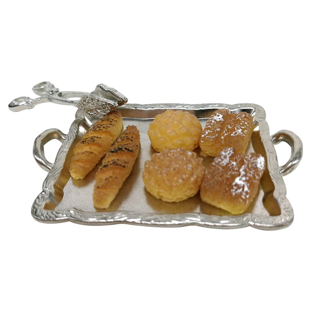 Healifty 1 Set Dollhouse Bread kid toy miniatures kids mini toys mini toys for kids kidcraft playset kids playset kids toy mini doll house miniature toys Kitchen Model food child alloy tray