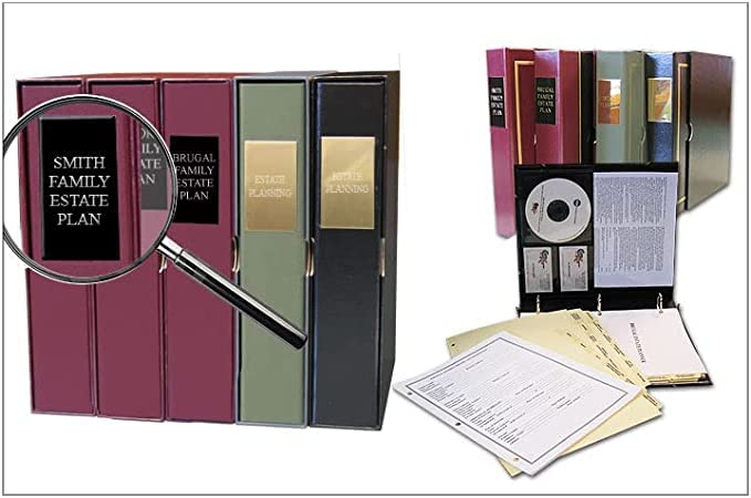 Customized Estate Planning Kit- Customized Binder, 18 Pre Printed Tabs and Fillable Personal Data Sheets (Name Stamped On Binder, Black with Gold)