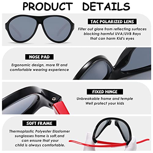 DUCO Polarized Kids Aviator Sunglasses for Boys Girls Flexible Toddler Shades UV Protection Age 3-5 K0114