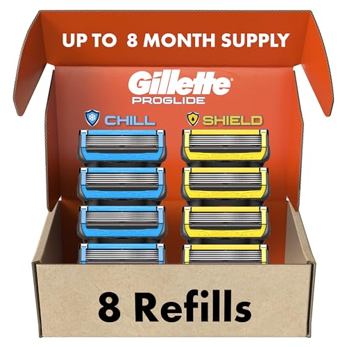 Gillette Men's Razor Blade Refills, ProGlide Chill & Shield Cartridges, 8 Count