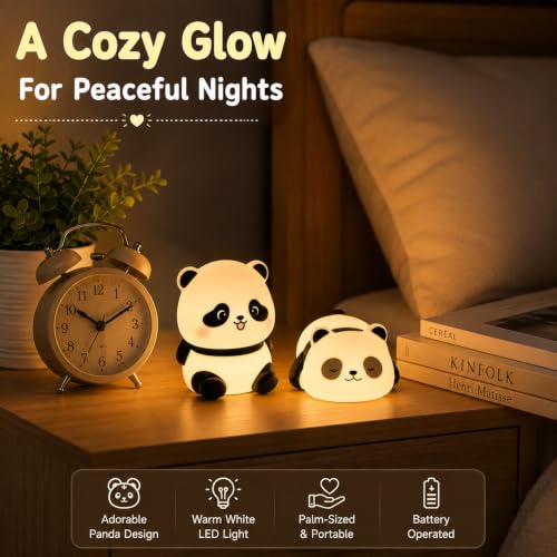Image of Quace Cute Panda Squishy Toy Set of 2 | Soft Stress Relief Squeeze Toys | Kawaii Panda Sensory Toy for Kids & Adults | Cute Desk Decor | Birthday Return Gift & Party Favor (AG3 Battery Oprated)