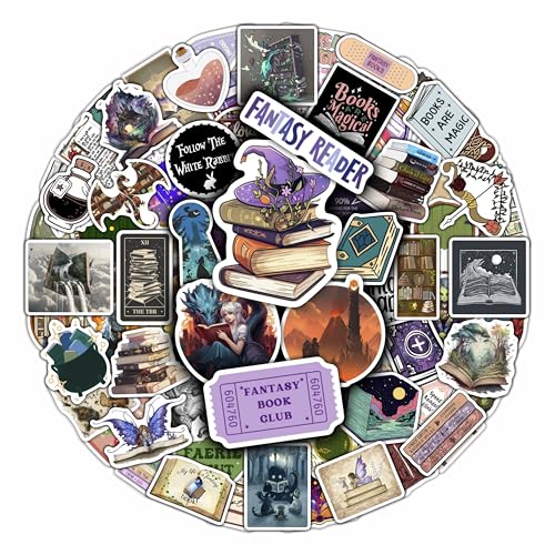 Image of 100Pcs Fantasy Book Stickers for Water Bottle and Laptop - Fantasy Book Party Favors & Decorations, Waterproof Vinyl Decals, Gifts for Women & Men