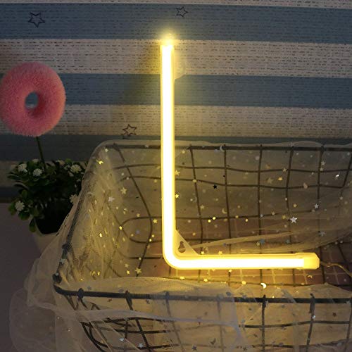 Image of ENUOLI Warm White Neon Alphabet Sign Night Lights LED Letters Neon (L) | Art Lights Wall Decor Light up Marquee Words for Baby Room Home Bar Club Decoration Wedding Birthday Party Christmas