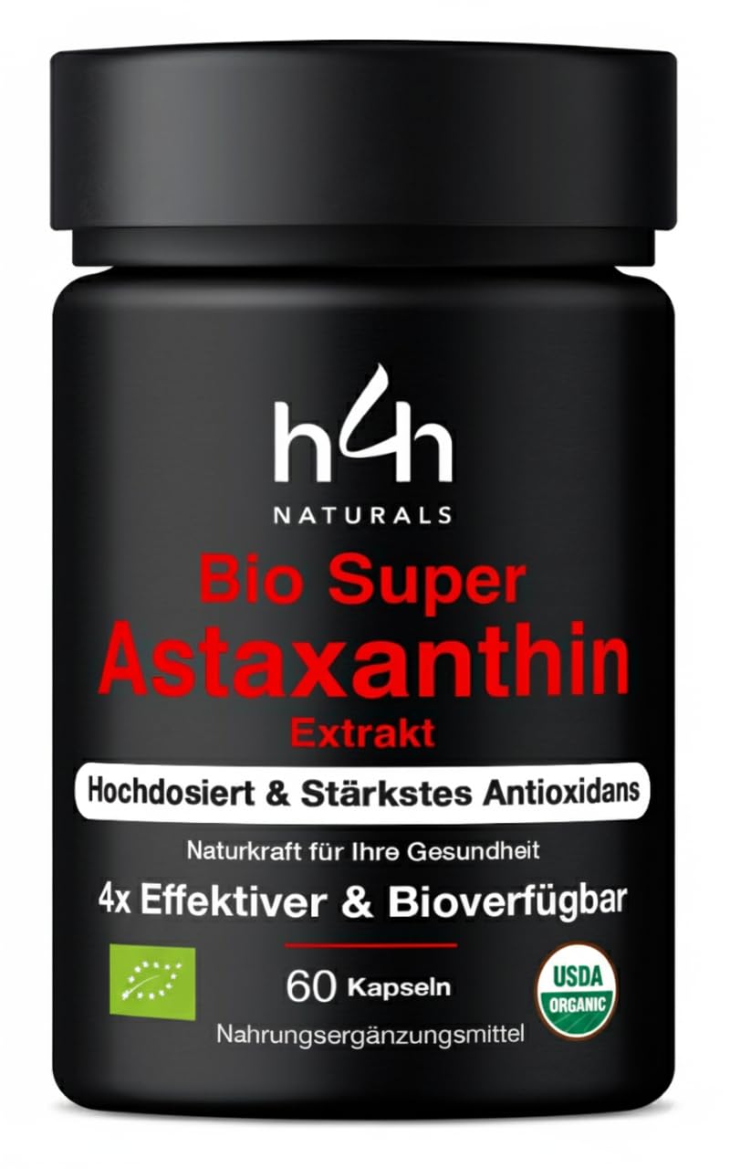 H4H Bio Super Astaxanthin – Hochdosiert mit 4x besserer Aufnahme | Mit Bio-Olivenöl aus Griechenland – Vegan, laborgeprüft & ohne Zusatzstoffe