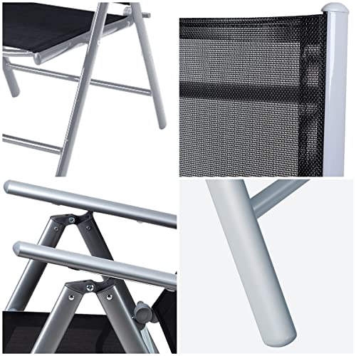 Casaria Tuinstoel Set van 2 Inklapbaar 8 Standen Verstelbaar Aluminium Hoge Rugleuning Klapstoel Ligstoel Zilver Terras - Afbeelding 6