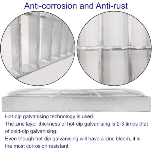 Image of Galvanized Steel Drain Grate, Driveway Channel Cover 16x16 in