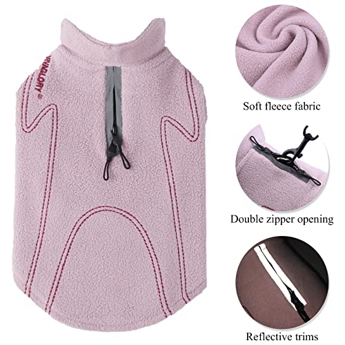 VIVAGLORY Cozywrap Wintermantel Hund, Hundejacke mit Geschirr Öffnung, Fleecejacke Hund Hundejacke, Reflektierend & Verstellbar Fleece Softshell, M, Rosa