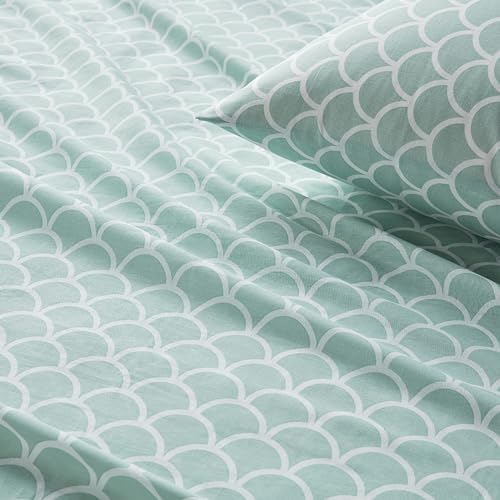 Comfort Spaces 100% Cotton Sheet Set Breathable, Lightweight, Soft with 12" Elastic Pocket Fits up to 14" Mattress, All Season Cozy Bedding, Matching Pillow Case, Twin Scales 3 Piece