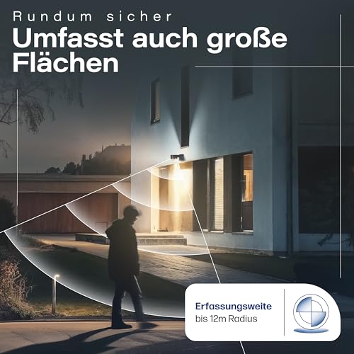 HUBER Motion 100 Infrarot Bewegungsmelder 360° mit 4 Sensoren und Fresnel-Linse - IP65 Bewegungsmelder LED geeignet I inkl. Unterkriechschutz & Bereichsbegrenzung, Wand-/Deckenmontage, anthrazit