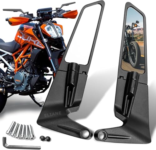 Image of Eliane Universal Motorcycle Bike Mirrors Set Adjustable Rotating Rear View Mirror Stealth Wind Wing Side For All Bikes (York nut Fitting 8mm, 10mm)