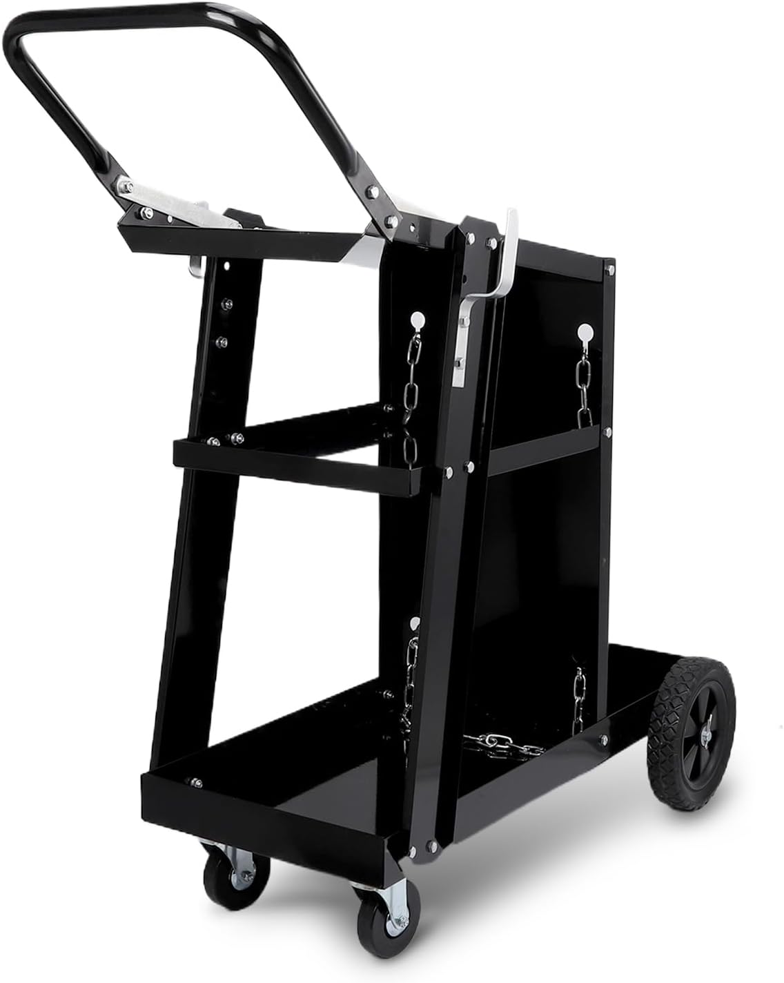 Welding Cart for MIG Welder TIG Welder and Plasma Cutter 3-Tier 360°Rolling Welder Cart with Handle and Gas Tank Holder 245LBS Static Weight Capacity for Large Storage Heavy Duty Welding Trolley