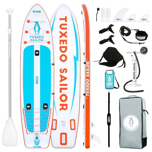 Tuxedo Sailor Large Size 12'×34'×6' Inflatable Fishing Kayak Ultra Long Weight Capacity 450lbs...