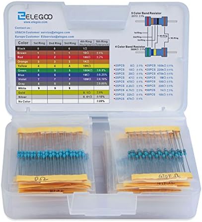 ELEGOO 17 Values 1% Resistor Kit Assortment, 0 Ohm-1M Ohm (Pack of 525) RoHS Compliant