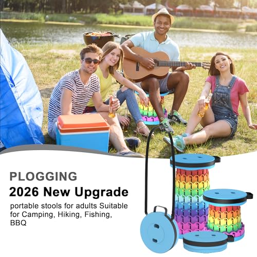 Image of 2026 Upgraded 18.1 inch Portable Folding Stool, Collapsible Stools, 600lbs Max Weight, Lightweight But Sturdy, Telescoping Foldable Camping Stool for Outdoor Fishing Hiking Travel BBQ