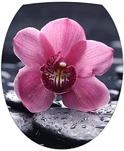 Stickers WC Orchidée Zen - Stickers autocollant abattant WC 35x42 cm - 368