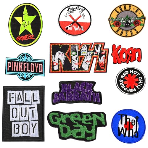 UJBVCX 11 Stück Band Patch, Rock and Roll Aufbügler, Musik Patch, Flicken zum Aufbügeln, Patches Zum AufbüGeln, Bügel Patches, für Kleidung Jeans T-Shirt