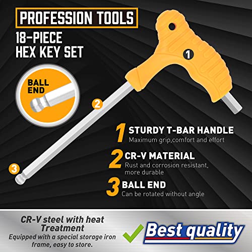 Amartisan 18Piece THandle Allen Wrench Set, Metric