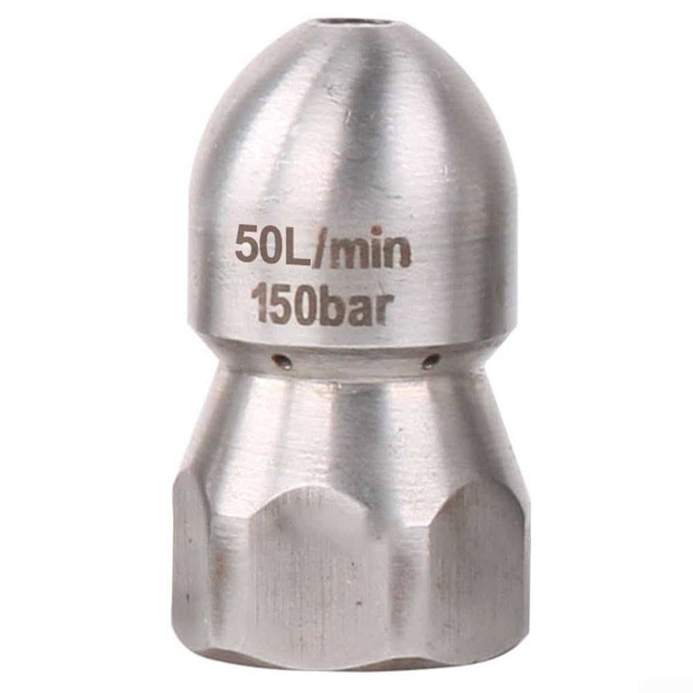 Edelstahl Abfluss-Reinigungsdüse Rotierend – Für Hochdruckreiniger (3/8" BSP Innengewinde, SS304)