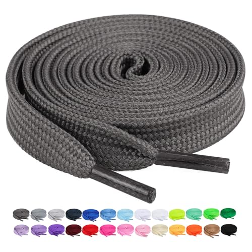 Image of Booyckiy 2 Pairs 2 /5 inch Flat Shoe Laces for Sneakers 31 Colors Shoelaces in 27 inch-72 inch