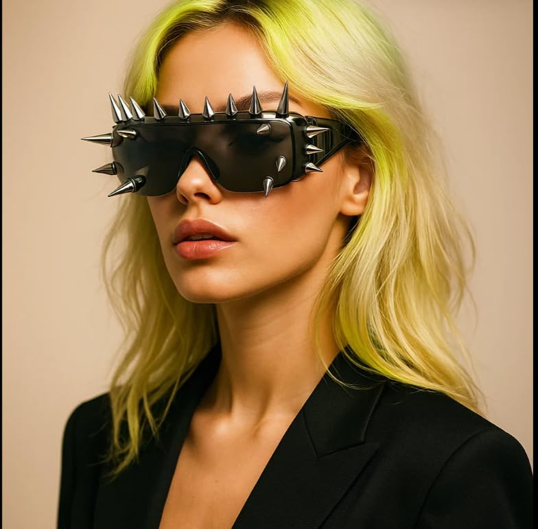 mincl/Punk Rocker Large Shield Spike Fashion Novelty Club Sunglasses4
