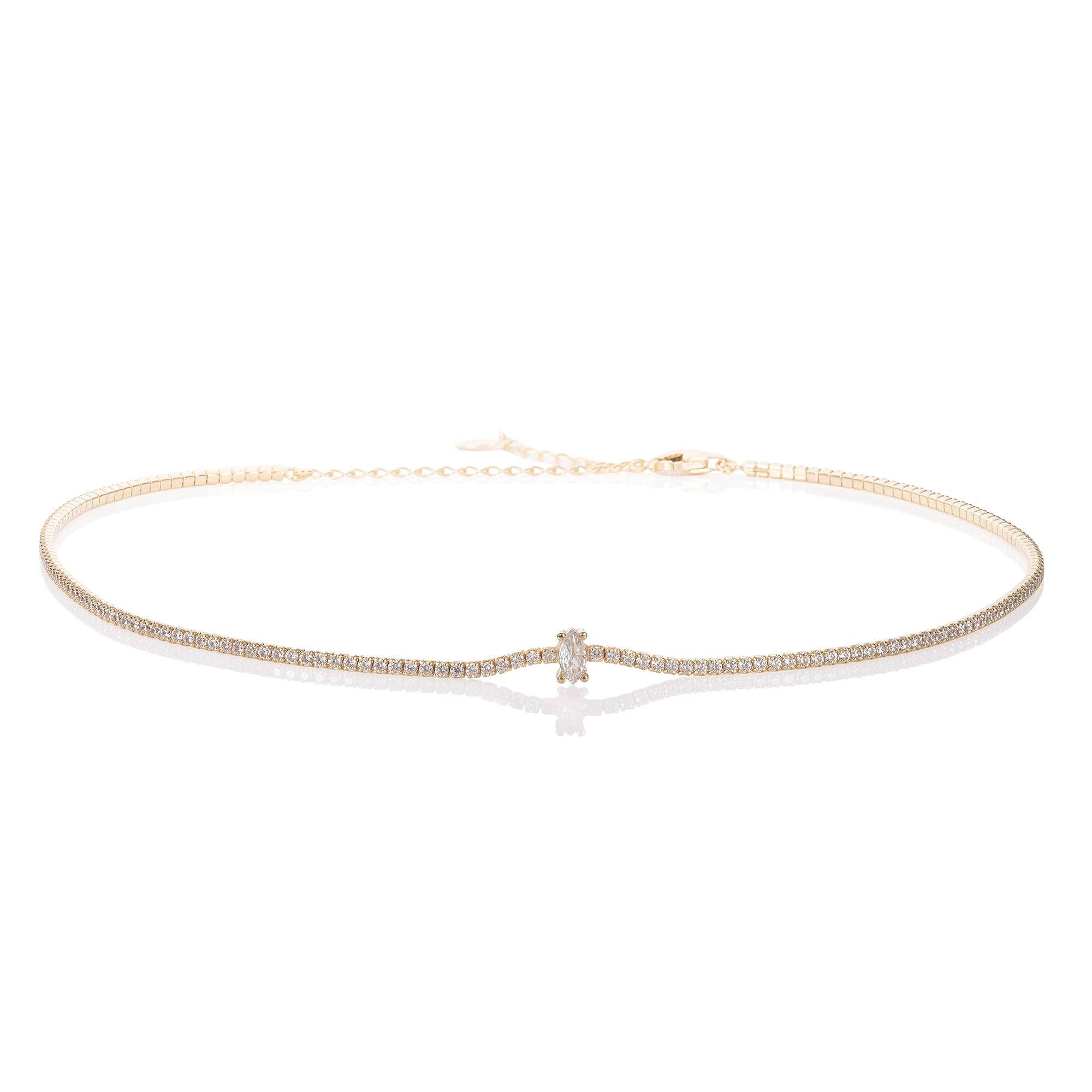 namana Collana Girocollo per Donna e Ragazza, Collane in Argento Sterling 925 con Zirconi Cubici in Taglio Marquise, Gioielli Donna, Idee Regalo per le Donne
