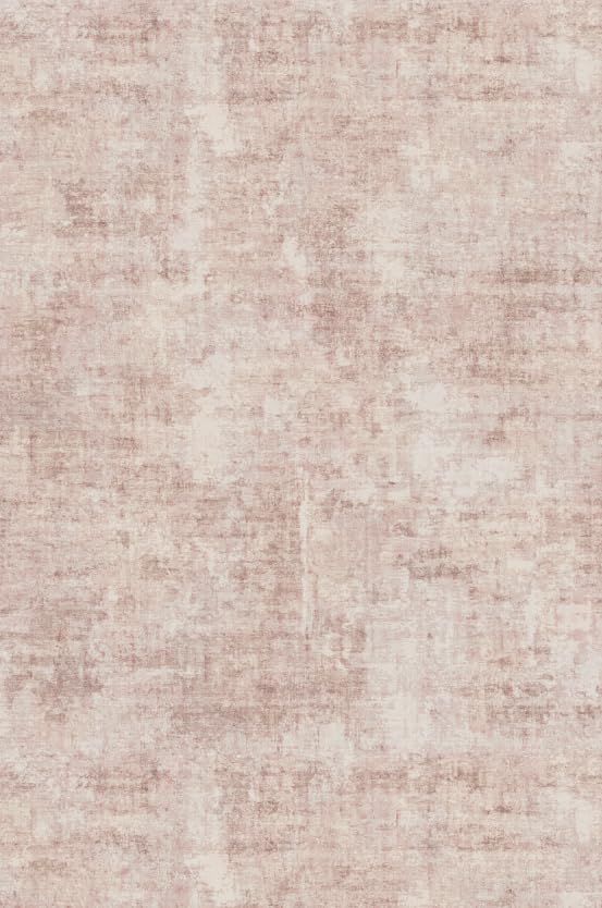 4x6 Washable Entryway Rug – Non-Slip Low-Pile Small Area Rug for Kitchen Bedroom Living Room Office – Modern Abstract Neutral Throw Carpet with Rubber Backing (Dusty Pink)