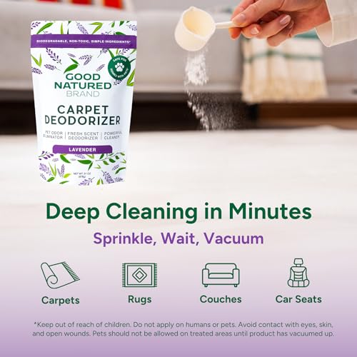Image of Good Natured Brand | Carpet Deodorizer & Freshener Powder | 31 oz Pet Odor Eliminator for Strong Odor & Pet Urine | Fresh Natural Lavender Scent | Safe for Homes with Pets