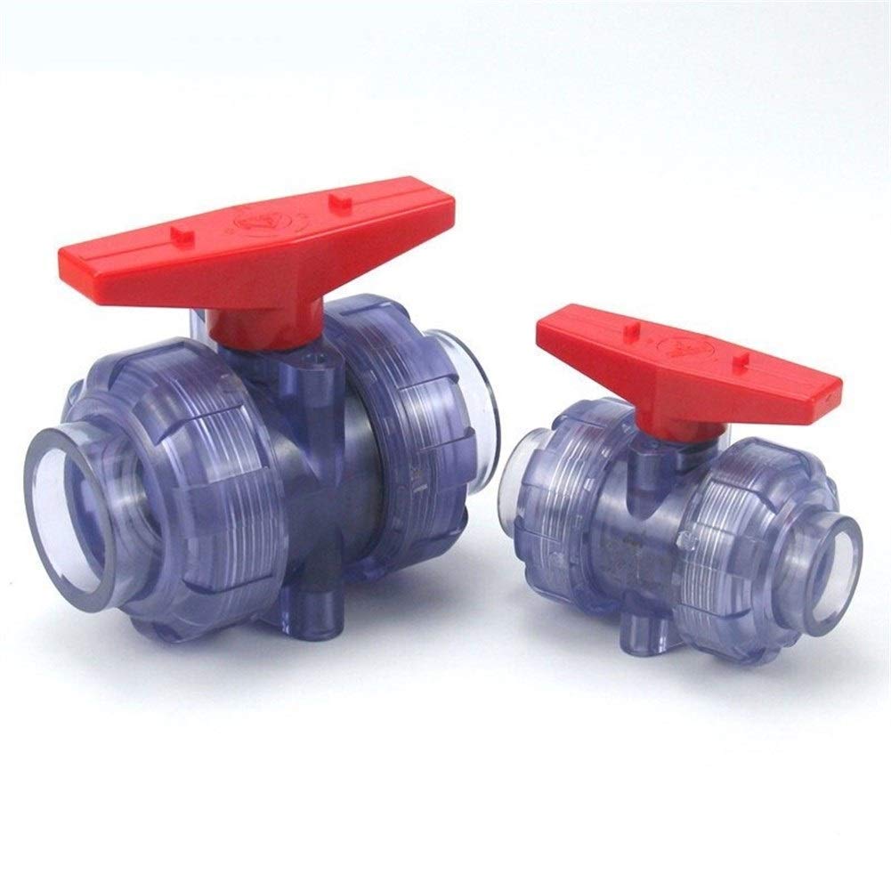 RCGKNNMUZ Check Valves 1pc DIN 20-63mm Transparent UPVC Globe Valve Aquarium Fish Tank Garden Irrigation Union Ball Valve(I.D25mm(DIN))