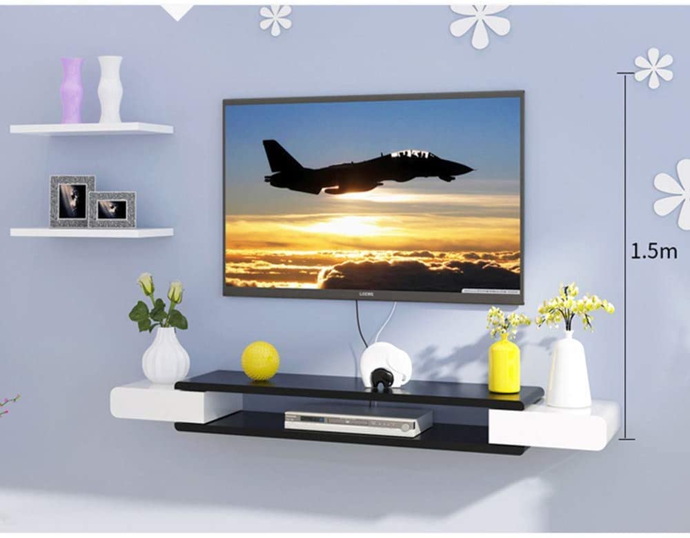 Mensola sospesa da parete per TV, mobile per soggiorno, con lettore DVD/Blu Ray, supporto da parete per TV, 130 cm