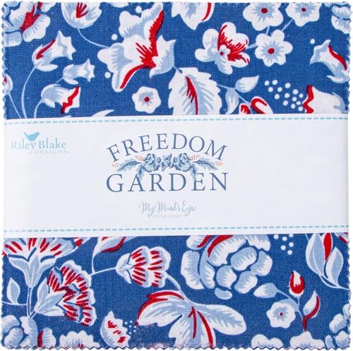 Freedom Garden Riley Blake 5-inch Stacker, 42 Precut Fabric Quilt Squares by My Mind's Eye