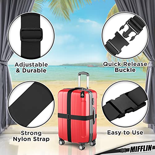 Luggage Straps - Black, 78" Long, 2 Inches Wide, 4 Pack - Adjustable Nylon Belt for Travel Suitcases & Bags - by Mifflin - Image 3