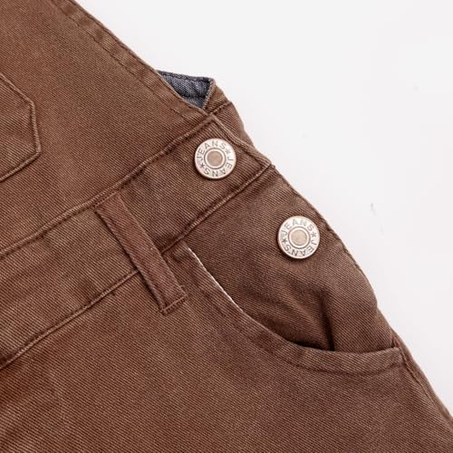 KIDSCOOL SPACE Baby Little Girls Canvas Overalls,Toddler Boys Ripped Holes Casual Workwear4