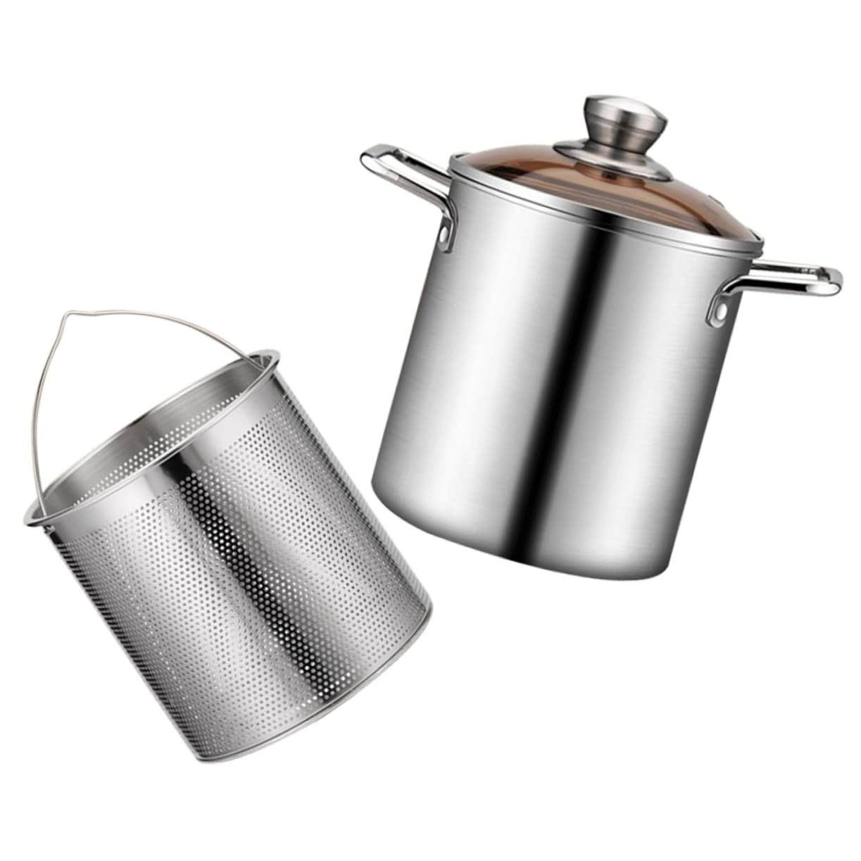 JECOMPRIS 1Set Stainless Steel Fryer Kit with Fry Basket Deep Frying Pot for Chips Chicken Fish and More Heat Resistant Kitchen Essential Housewarming present Idea