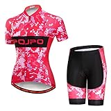 Radtrikot Damen Set Kurzarm Sommer Rennrad Trikot Set Damen Radbekleidung Fahrradbekleidung 4D Gel Gepolstert Fahrradtrikot Set
