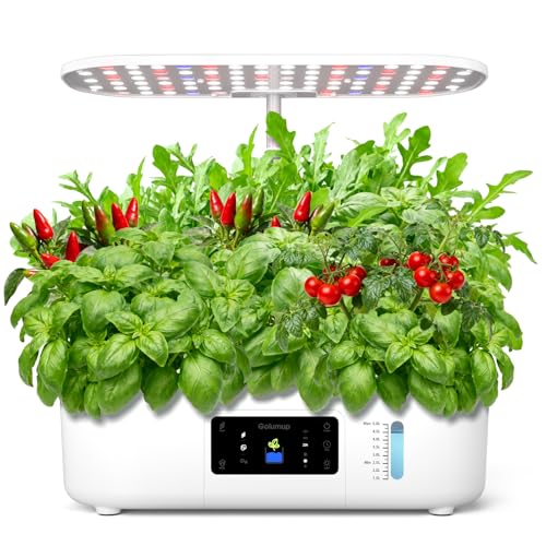 GOLUMUP Serra Idroponica 13 Baccelli, Smart Garden con Doppia modalità di Coltivazione, con Luce LED per Coltivazione, Timer Automatico, Altezza Regolabile, Bianco
