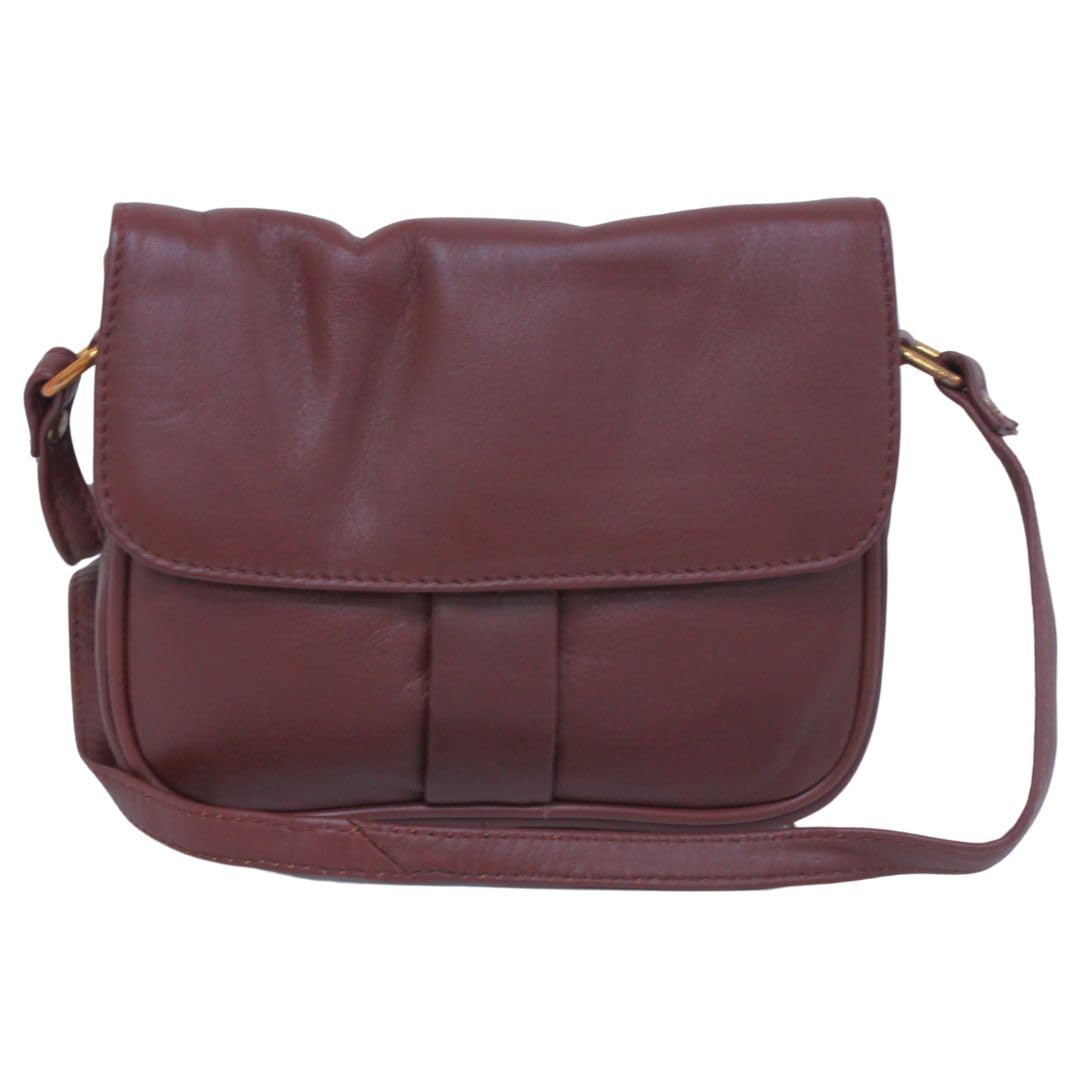 Luigi's Genuine Leather Cross-Body Bag – Adjustable Strap, Magnetic Lock, Zipper Pockets, Elegant Design(Cognac)