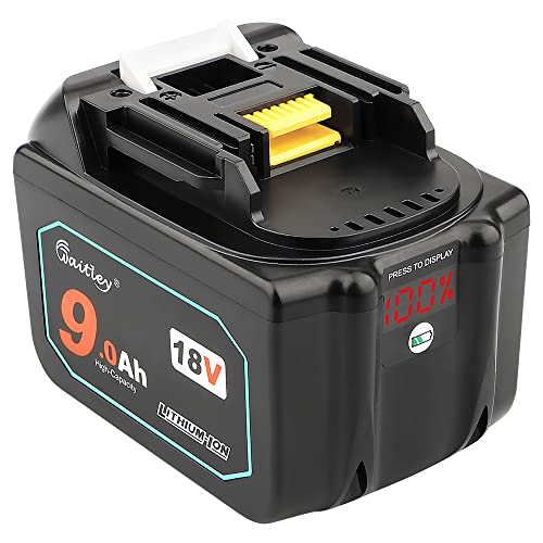 waitley BL1830 18V 9.0Ah Replacement Battery Compatible with Makita BL1840 BL1850 BL1860 BL1890 Lithium-Ion Battery Tools with LED Indicator