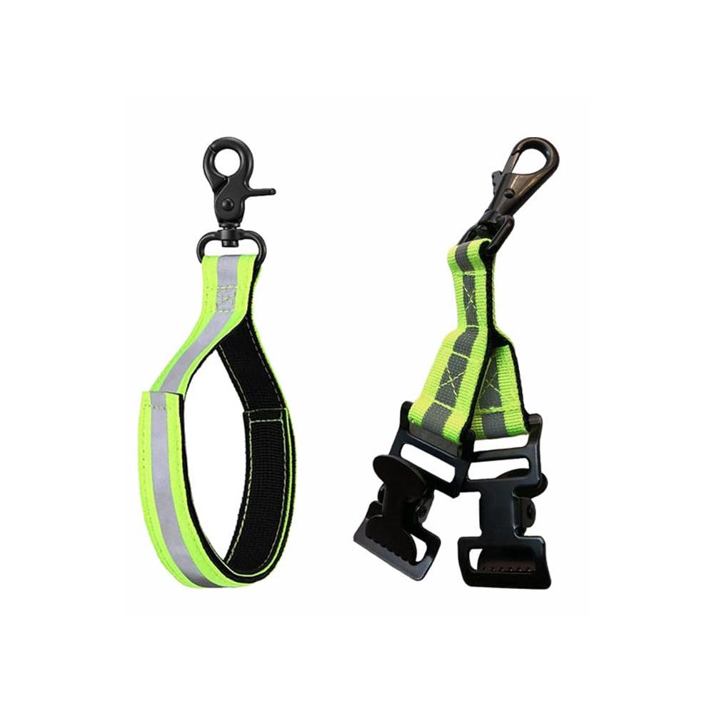SEIWEI Velcro Loop & Dual Wide Jaw Clips Set, Firefighter Glove Strap with Metal Hook & Reflective Strip, Work Glove Clip for Firefighting Gear, Construction & Labor