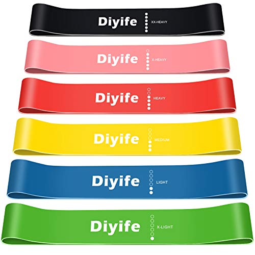 Diyife Weerstandsbanden Fitnessbanden[Set Van 6 Stuks], Professionele Fitness Bands Set, voor Yoga, Pilates, Dans, Kracht, Therapie, Stretch En Work Out, Inclusief Draagtas