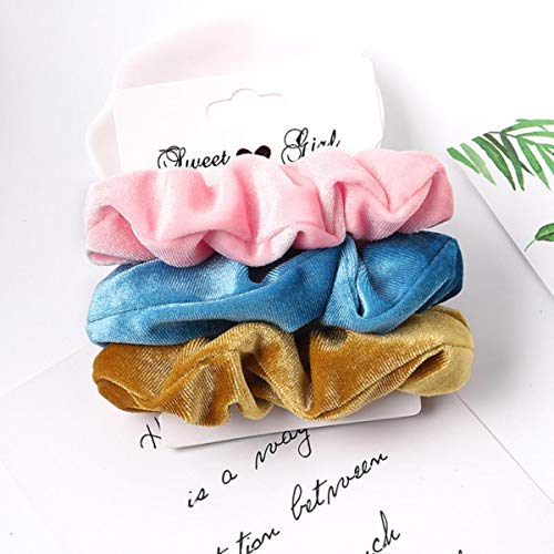 Velvet Hair Scrunchies Set Elastic Hair Bands Leopard Scrunchie Women Hairbands Headband Ponytail Ties Rope Hair Accessories,Pink Blue Ginger